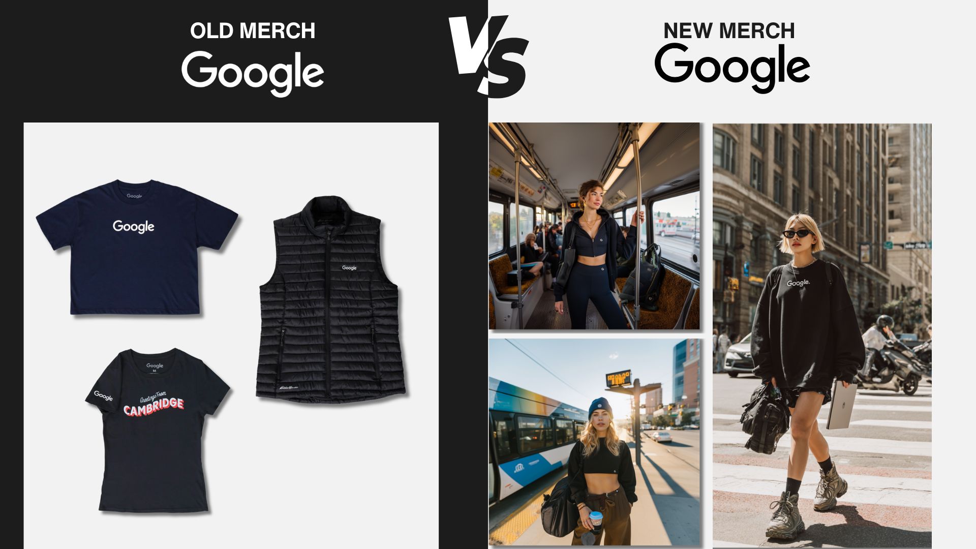 Old merch vs new merch direction comparison