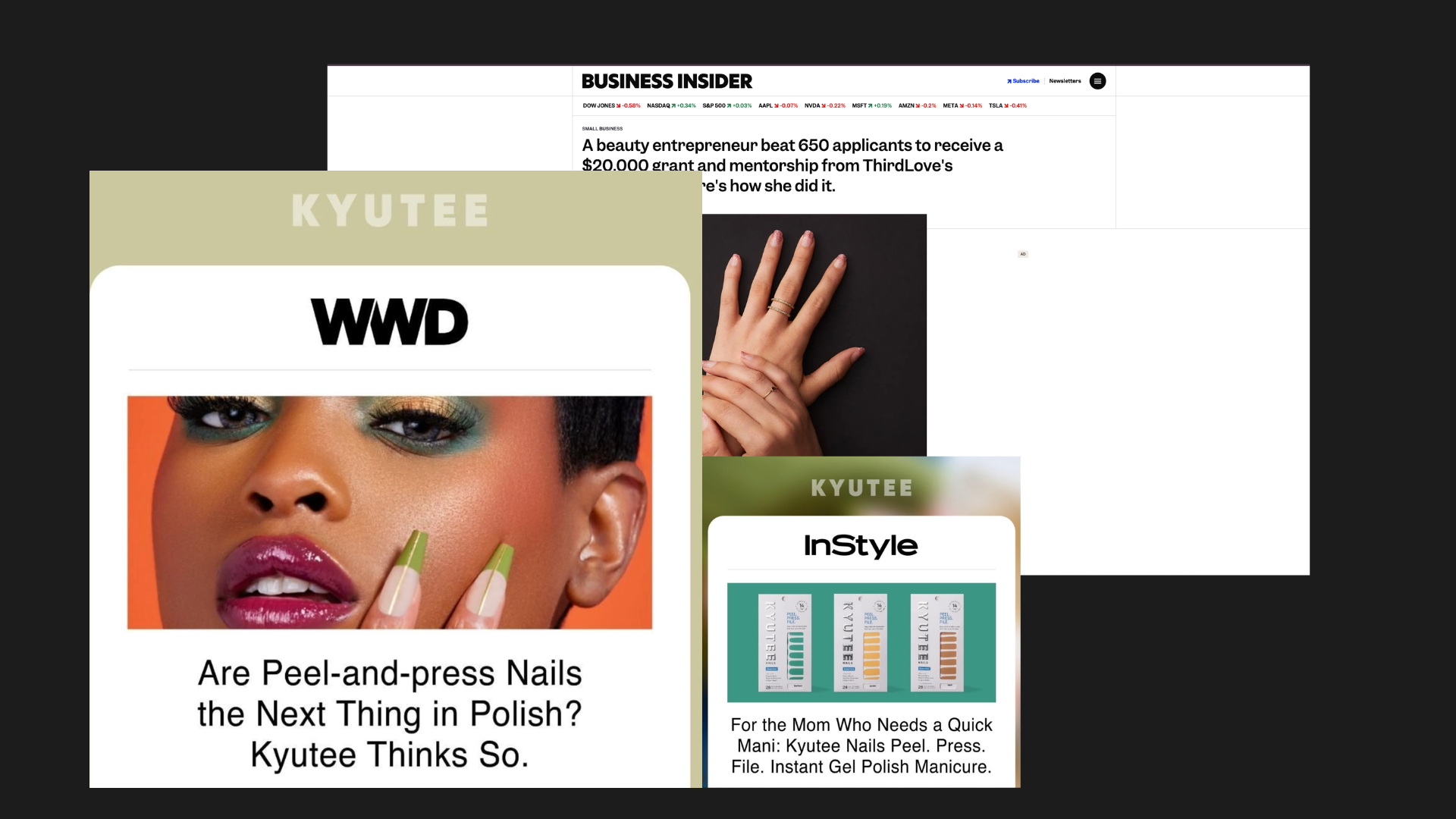 Press coverage in WWD, InStyle, and Business Insider